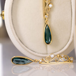 Indicolite Tourmaline Quilled Earrings