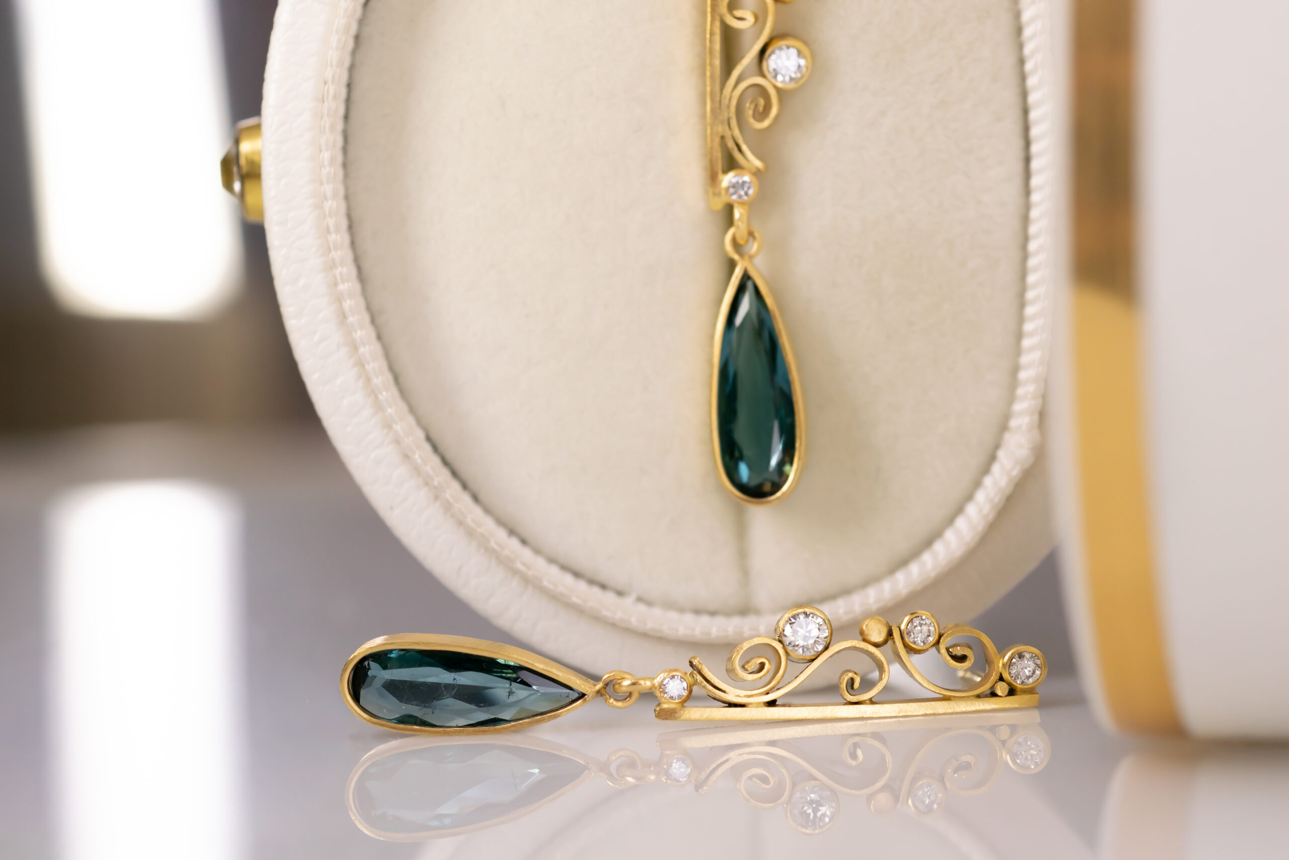 Indicolite Tourmaline Quilled Earrings