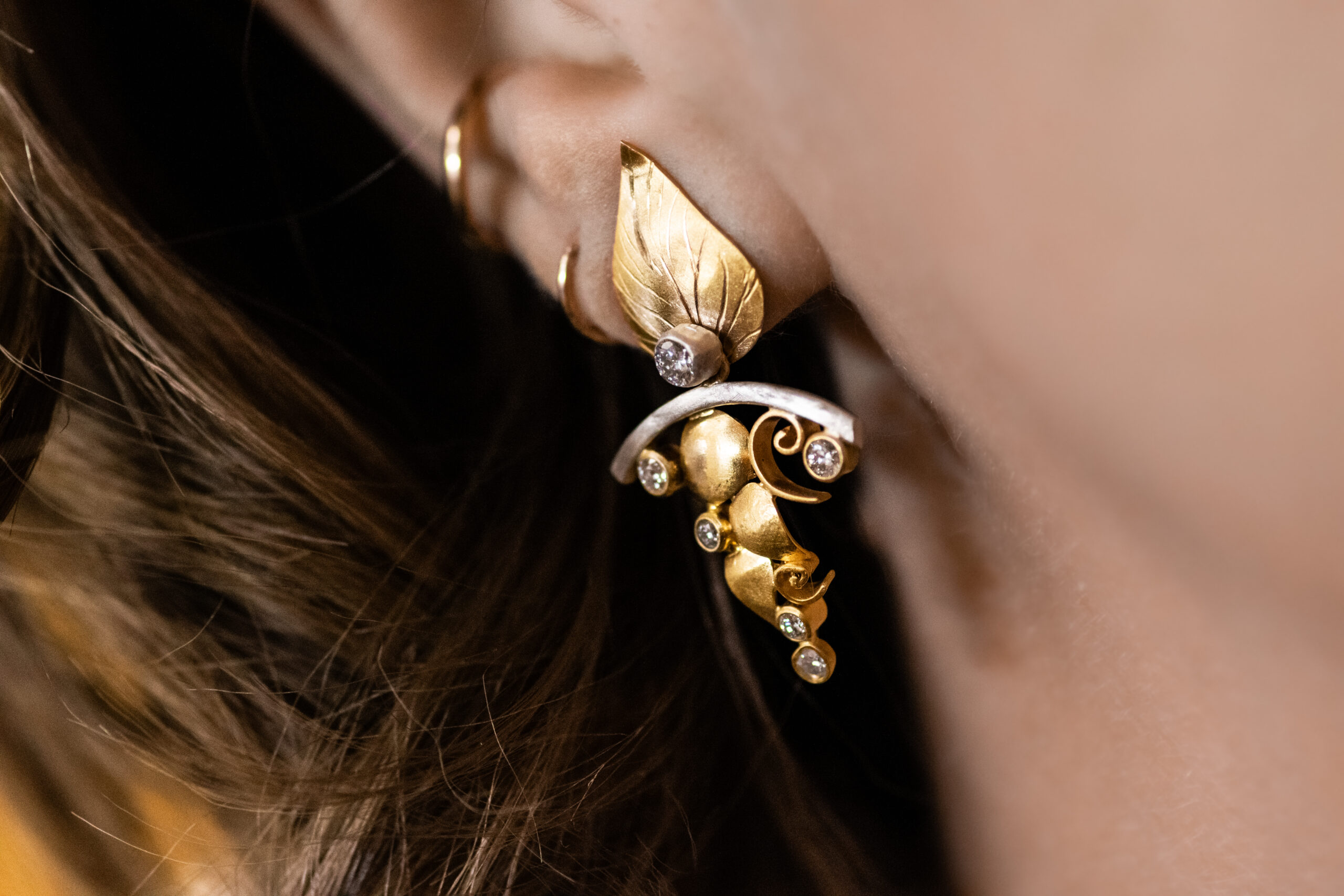 Mixed Metal & Diamond Quilling Earrings