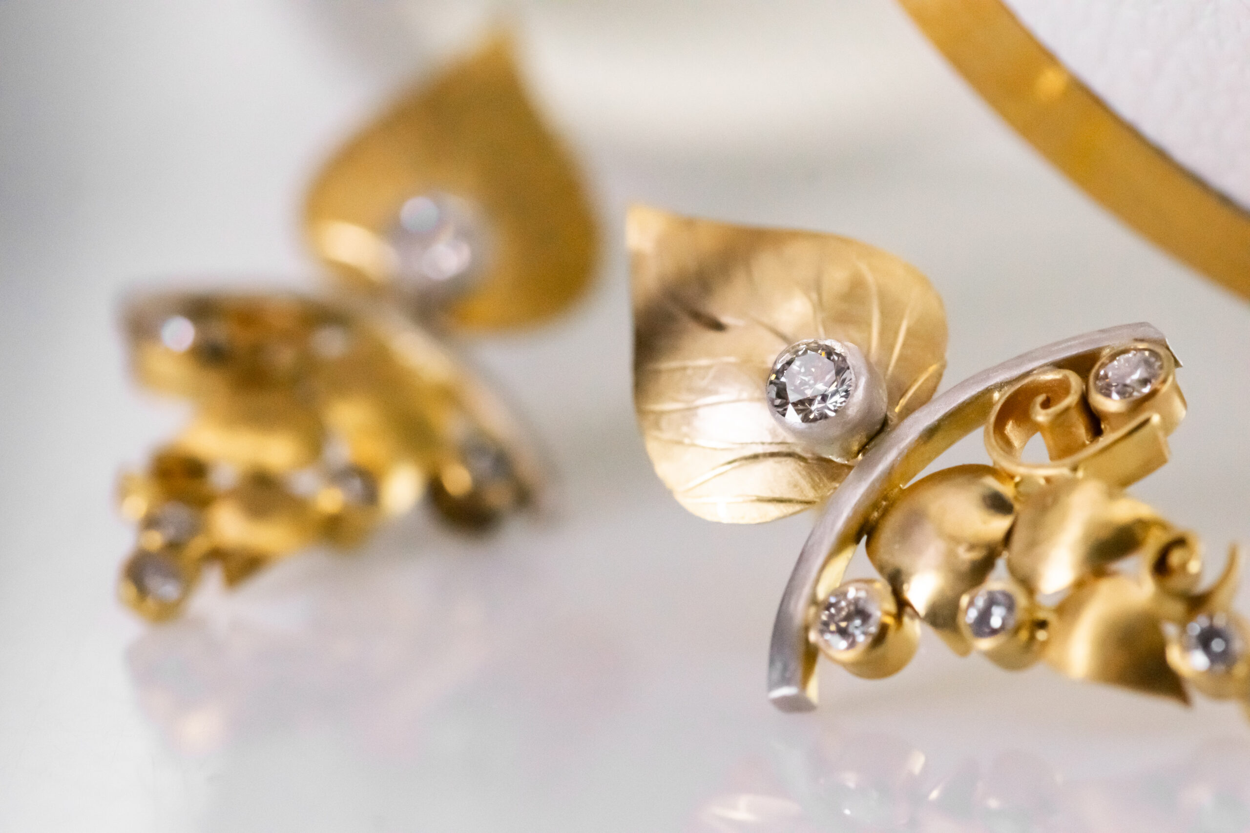 Mixed Metal & Diamond Quilling Earrings - Image 4