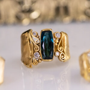 Indicolite Tourmaline Quilled Ring