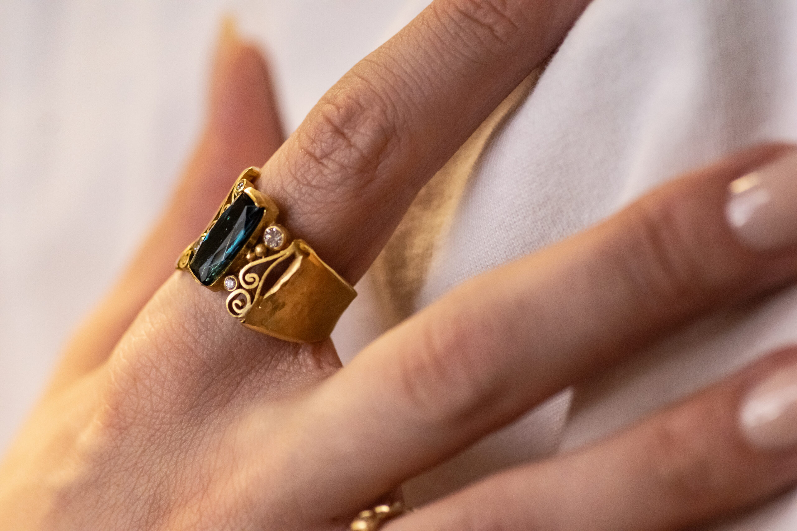 Indicolite Tourmaline Quilled Ring - Image 4