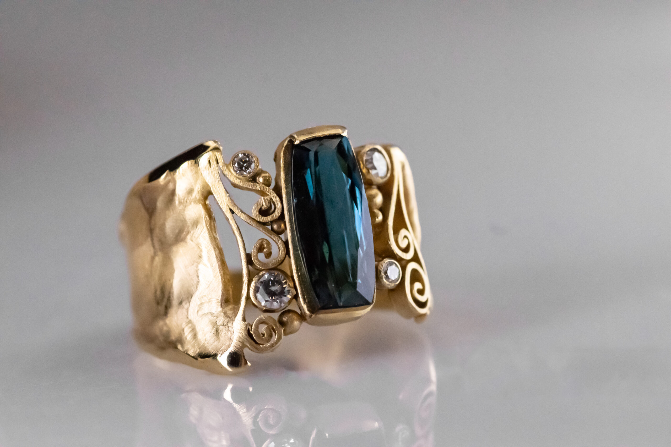 Indicolite Tourmaline Quilled Ring - Image 2