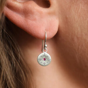 Ruby "New Moon" Charm Earrings