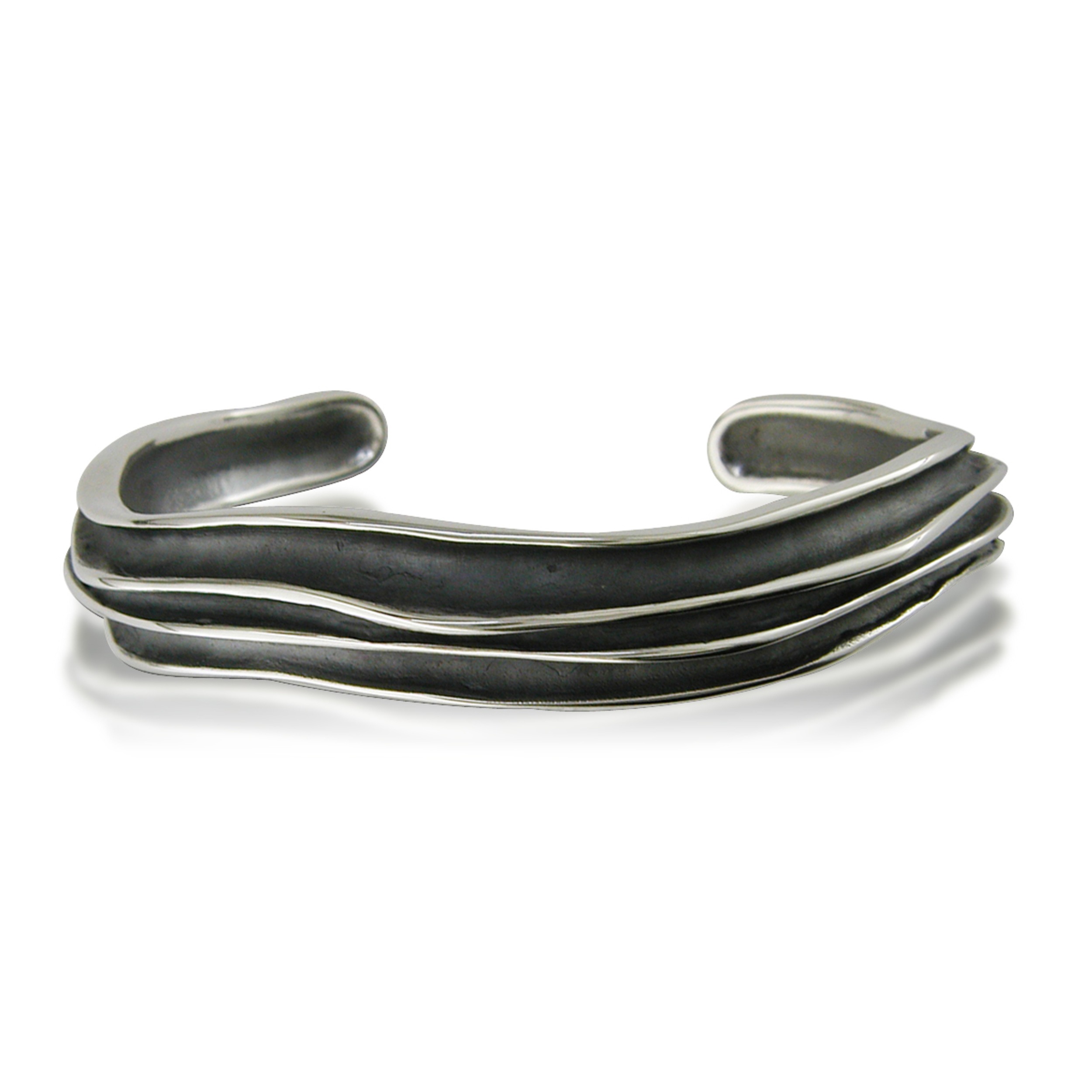 Oxidized Silver Waves Cuff Bracelet - Image 9