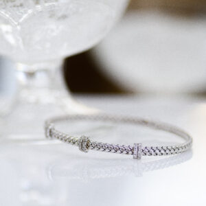 Braided White Gold & Diamond Cuff