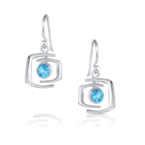 Modern Drop Earrings with Blue Topaz