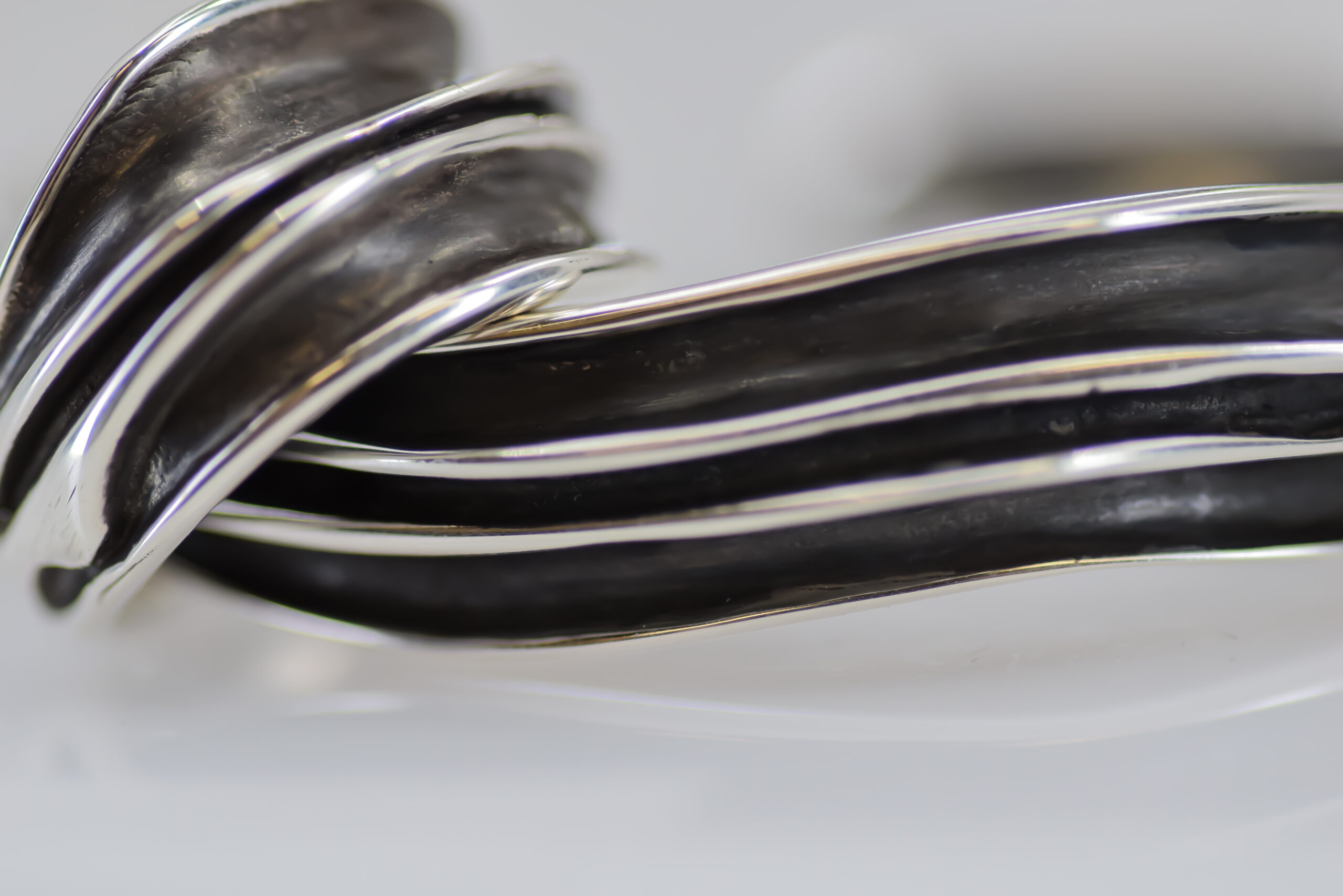 Oxidized Silver Waves Cuff Bracelet - Image 4